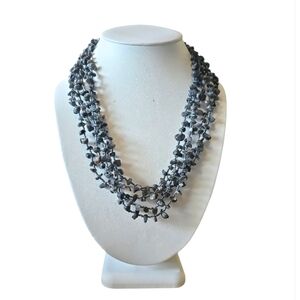 Vintage Five Strand Natural Stone Beaded Necklace.